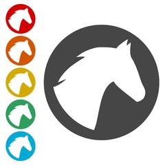 Vector illustration of horse head icons set 