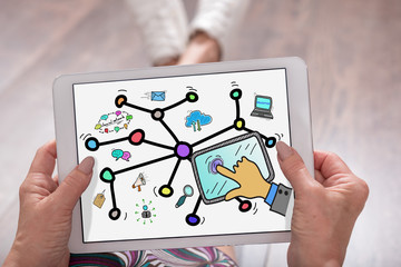 Social network concept on a tablet