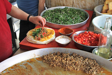 Traditional Turkish cuisine, Tantuni kebab a restaurant in Mersin / Turkey.