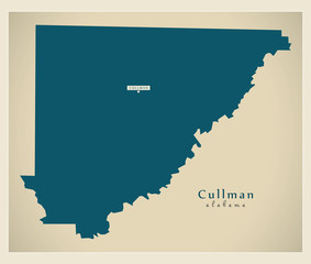 Modern Map - Cullman Alabama county USA illustration
