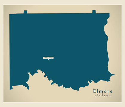 Modern Map - Elmore Alabama county USA illustration