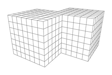 Wireframe Mesh Doubled Box. Connection Structure. Digital Data Visualization Concept. Vector Illustration.