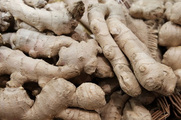 Heap of ginger rhizomes