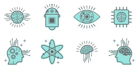 Artificial intelligence icons set