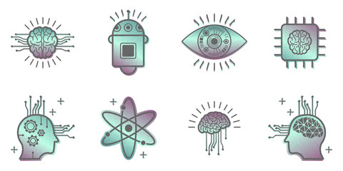 Artificial intelligence icons set