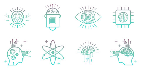Artificial intelligence icons set