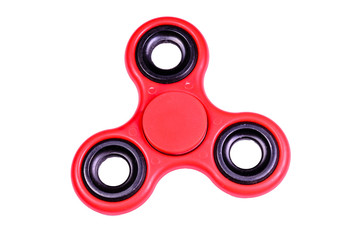 Red fidget spinner isolated on white