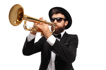 Musician playing a trumpet
