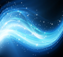 Fototapeta premium snowflakes and stars descending on background