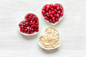 concept healthy for heart food on wooden background top view