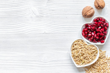 concept healthy for heart food on wooden background top view