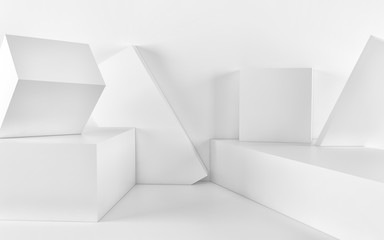Naklejka premium Biały Abstrakcjonistyczny geometryczny tło od sześcianów. Renderowania 3d