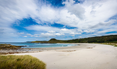 Tropical sandy beach and sea of Atlantic ocean in Spain.