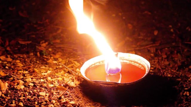 a Torch is Burning Near the Castle. Candle.