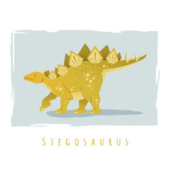 Cartoon print of stegosaurus