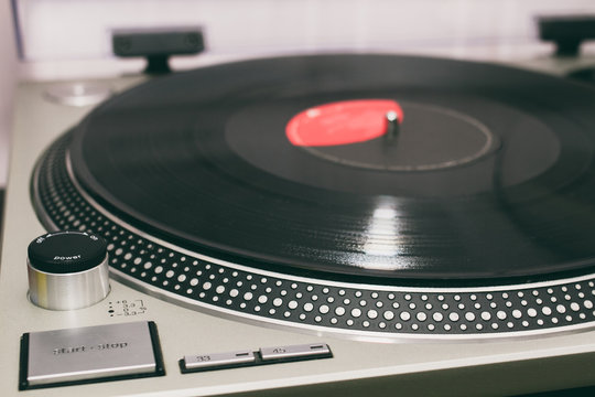 turntable vinyl record player detail