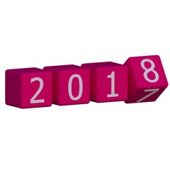 3D object render cubic New Year 2018 background