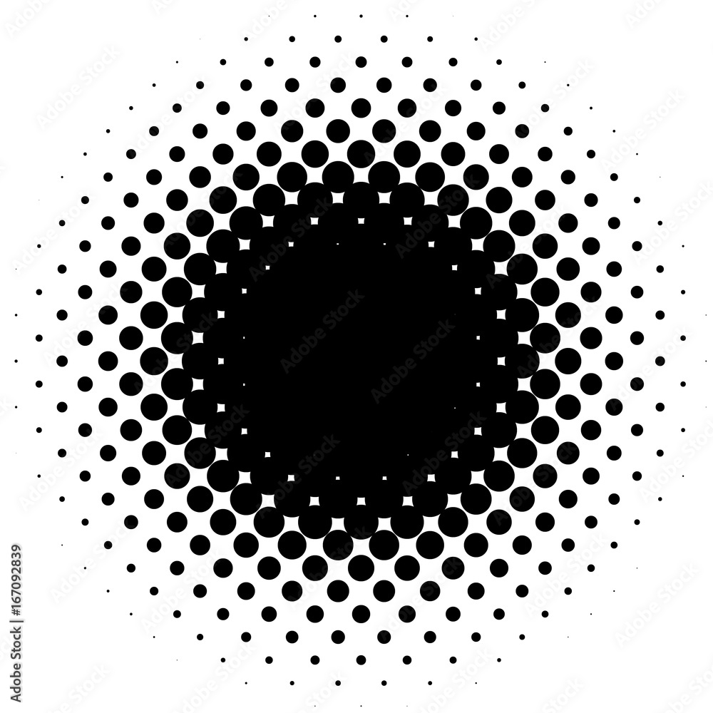 Poster halftone element, circular halftone pattern. specks, halftone circle gradient