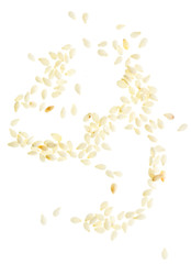 Sesame seeds on white background