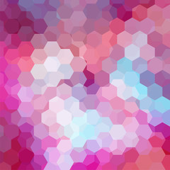 Abstract background consisting of pink, blue, purple hexagons. Geometric design for business presentations or web template banner flyer. Vector illustration