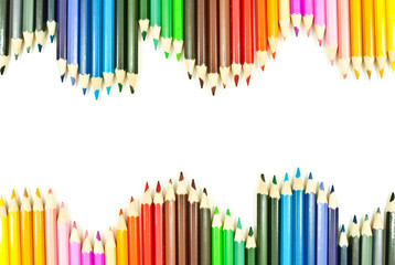 Colorful pencil isolated on the white background.