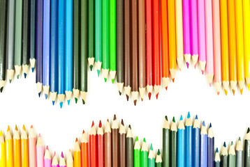 Colorful pencil isolated on the white background.