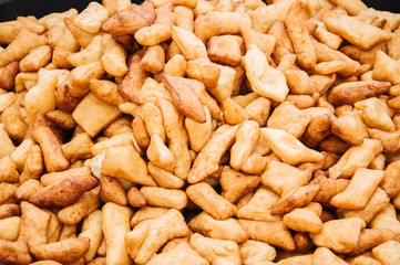 Baursak - the Kazakh traditional fried bread. Small pieces of dough fried in oil.