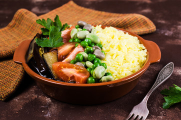 Yellow rice with vegetables