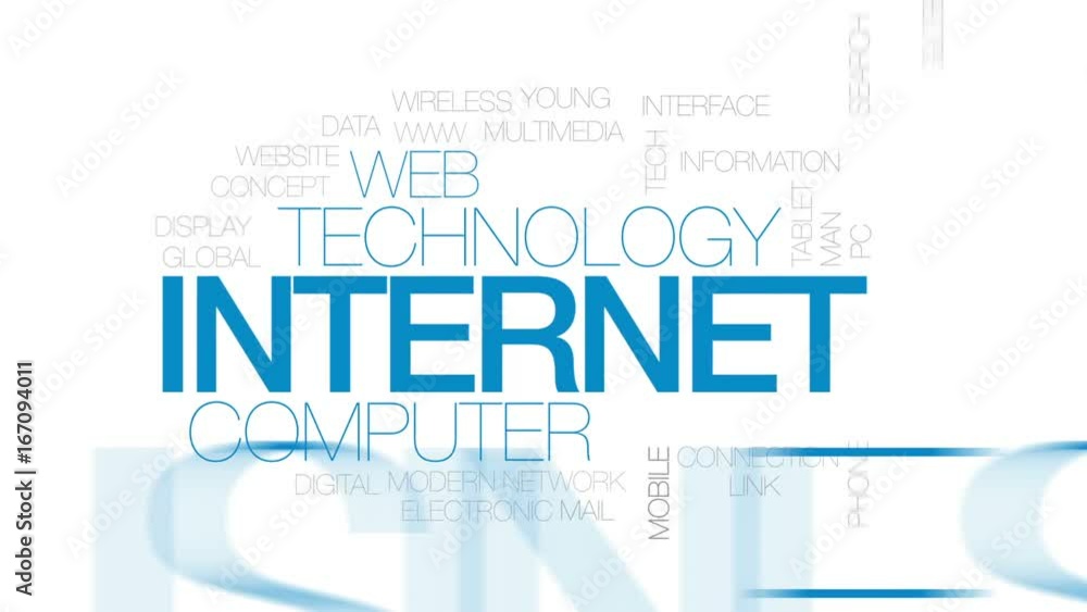Poster internet animated word cloud, text design animation. kinetic typography.