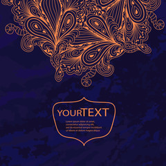 Vintage invitation card with lace ornament, template frame design. Vector eps10 illustration