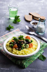 Yellow rice with vegetables