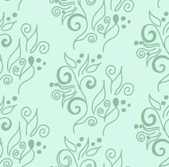 green background with a floral pattern