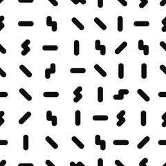 Memphis seamless pattern. Fashion 80-90s. Black and white shapes.