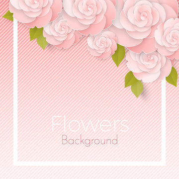 Paper flower realistic style illustration of pink roses