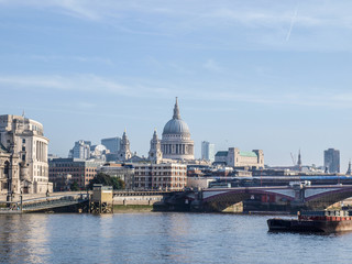 Fototapeta na wymiar Millennium bridge and Paul Cathedral over the Thames bridge, London, United Kingdom