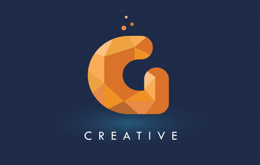 G Letter With Origami Triangles Logo. Creative Yellow Orange Origami Design.