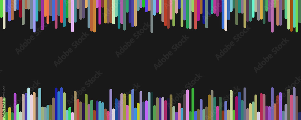 Aufkleber multicolored banner template design - horizontal vector graphic from vertical rounded stripes