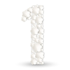 Figure one made of white flowers vector illustration isolated