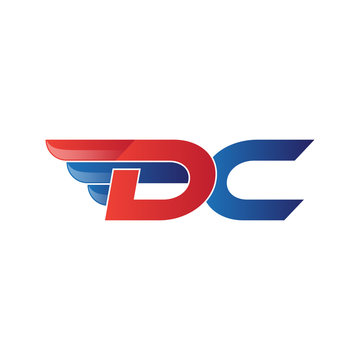 fast initial letter DC logo vector wing