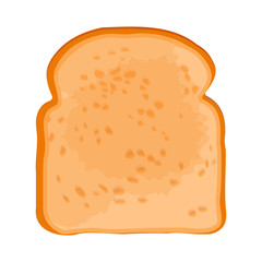 Closeup of slice of bread isolated illustration on white