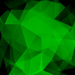 Fototapeta na wymiar Geometric pattern, polygon triangles vector background in green, black tones. Illustration pattern