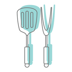 Shovel and fork in doodle style icons vector illustration for design and web isolated on white