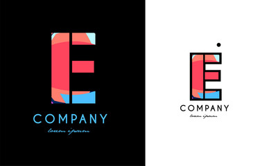 E blue red letter alphabet logo vector icon design