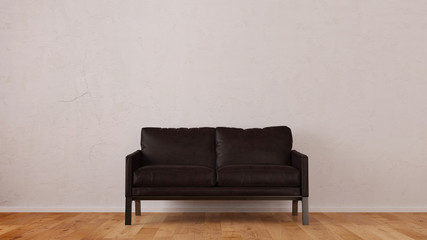 Zweisitzer als Sofa vor Wand