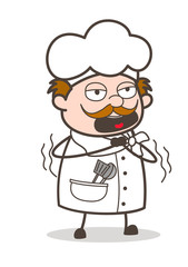 Cartoon Chef with Weary Face Vector Illustration