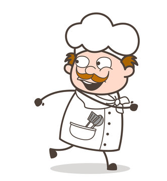 Cartoon Chef Running Action Vector Illustration