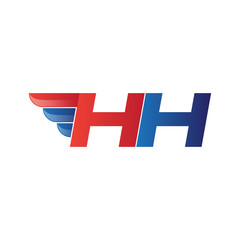 fast initial letter HH logo vector wing