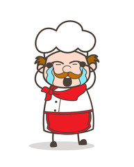 Cartoon Old Chef Crying Face