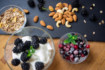 Almond, cashew and cereal flakes for breakfast