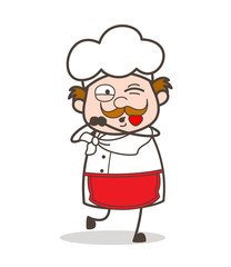 Cartoon Old Chef Face Blowing a Kiss Vector